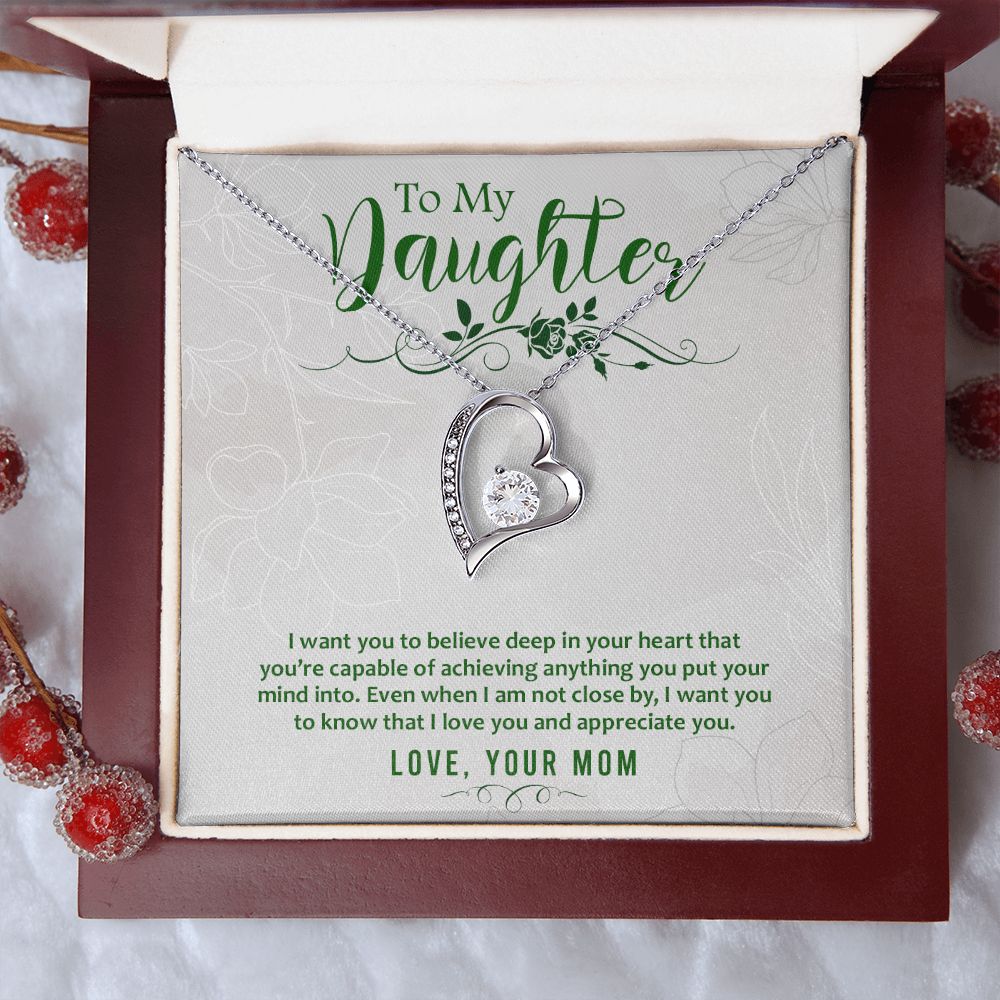 Mother and Daughter Necklace for Girls, To My Daughter Gift Necklace from Mom, Birthday Christmas Gift Graduation Gifts for Daughters, Jewelry Pendant Present for Daughter, Mother Daughter Gift 42 Forever Love Necklace