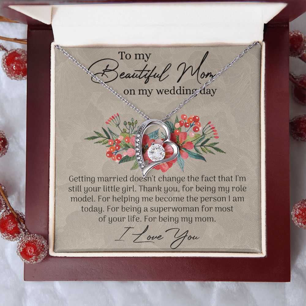 Mom Wedding Gift from Bride, Gift for Mom on Wedding Day, Mother of the Bride Necklace, Wedding Gift for Mom, Bride to Mom Gift Forever Love Necklace