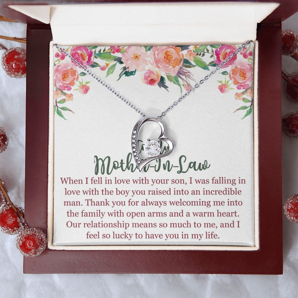To My Mom In Law Necklace Pendant Gift From Son Happy Mother's Day Gift For Mom Birthday, Anniversary Love With Your Son Forever Love Necklace