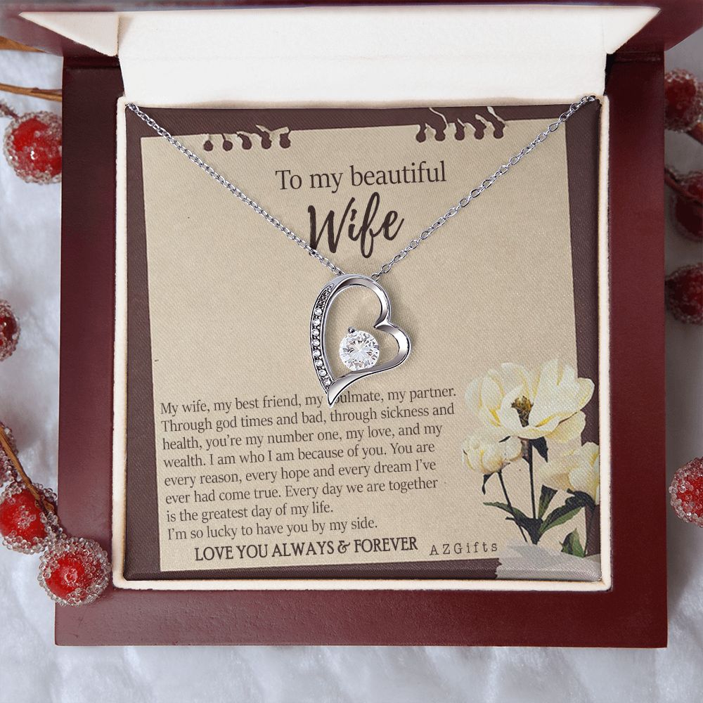 To My Wife Necklace from Husband, Personalized Necklace for Women, Luxury Necklace for Wife from Man Men, Wedding Anniversary Present For Wife, Beautiful Wife Jewelry Christmas Birthday Gifts For Wife7 Forever Love Necklace