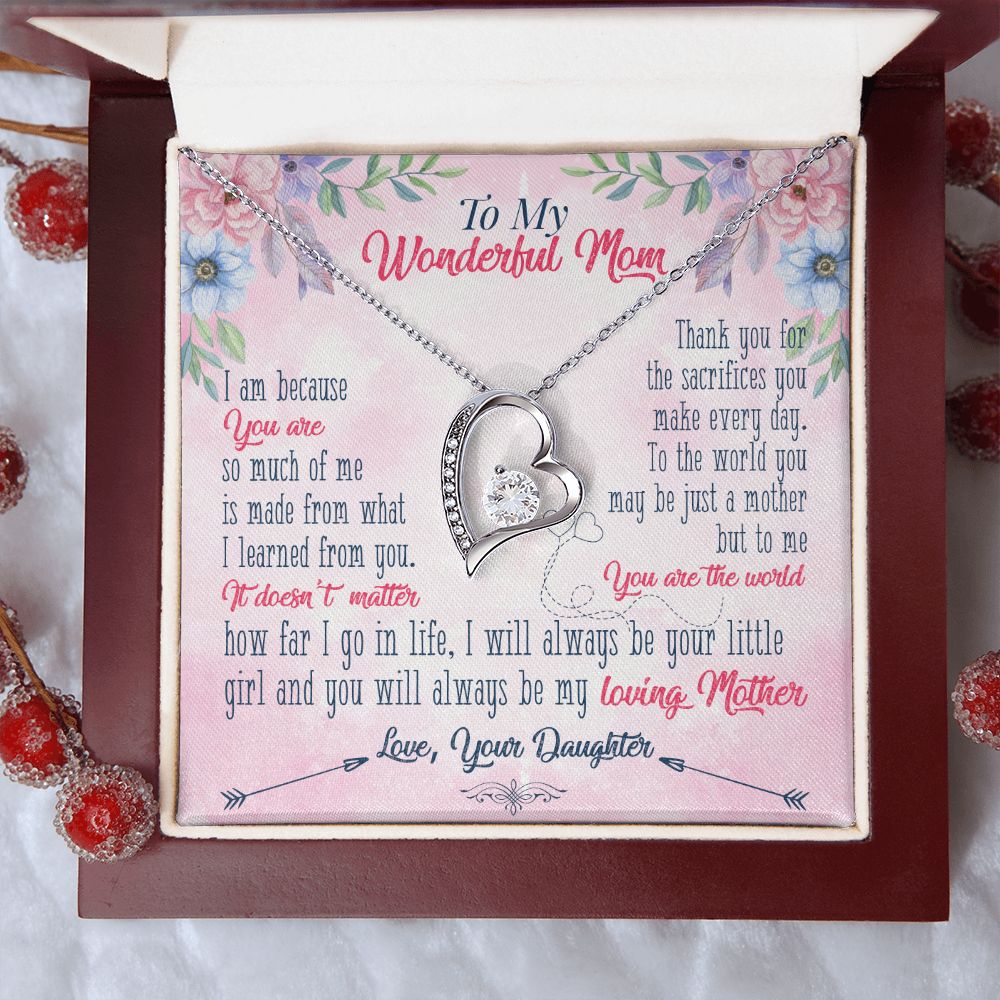 To My Wonderful Mom Necklace Pendant Gift From Daughter Necklace Gift For To Mom Happy Mother's Day Mother In Law Gift On Birthday Anniversary Gift 30821 Forever Love Necklace