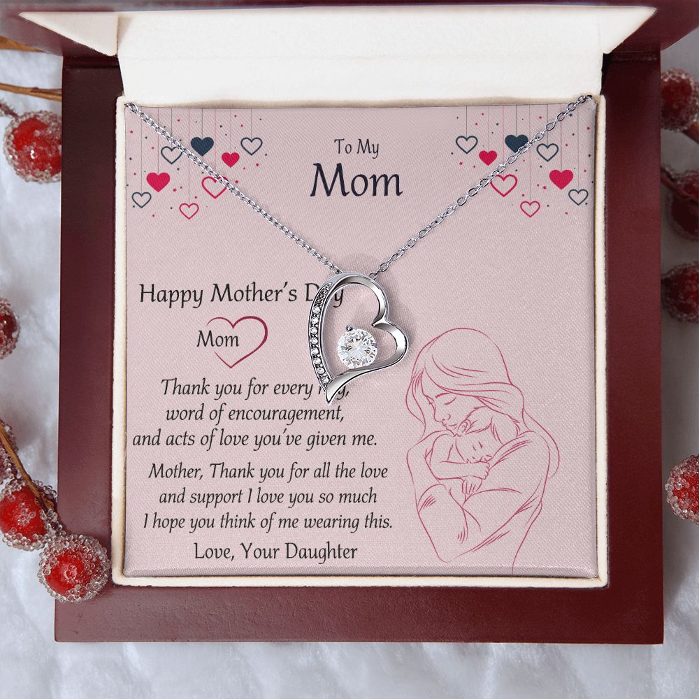 Mom Necklace Gifts for Mom from Daughter to Mom Gifts for Mothers Day from Daughter, To My Mom Necklace from Daughter to Mom Birthday Gifts Necklace with Message Card and Gift Box10 Forever Love Necklace