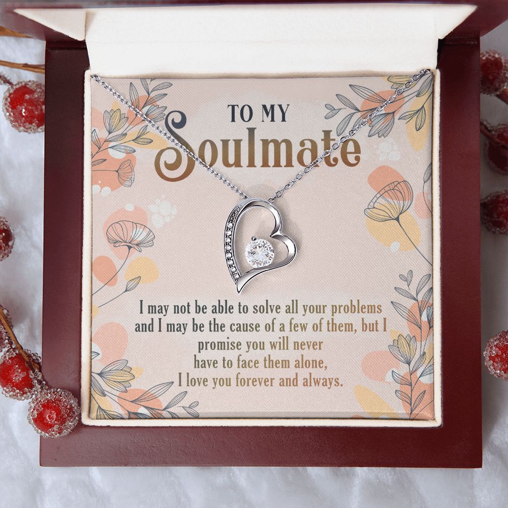 To My Soulmate Necklace for Women Birthday Christmas Jewelry Gifts For My Wife with Message Card Box Personalized Gift Present Pendant for Future Wife Soulmate Girlfriend Love 8 Forever Love Necklace