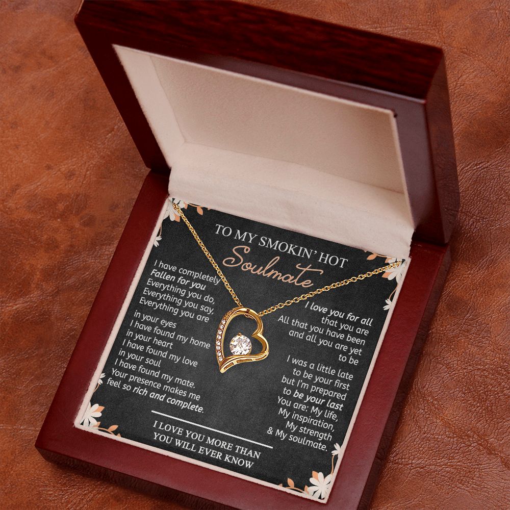 To My Smokin Hot Soulmate Necklace - Wife Gifts From Husband To My Wife Necklace, Gift for Her Romantic, Girlfriend Gifts Necklace for Wife from Men Includes Message Card and Gift Box 10 Forever Love Necklace