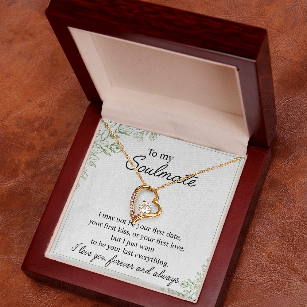 To My Soulmate Necklace for Women Birthday Christmas Jewelry Gifts For My Wife with Message Card Box Personalized Gift Present Pendant for Future Wife Soulmate Girlfriend Love 25 Forever Love Necklace