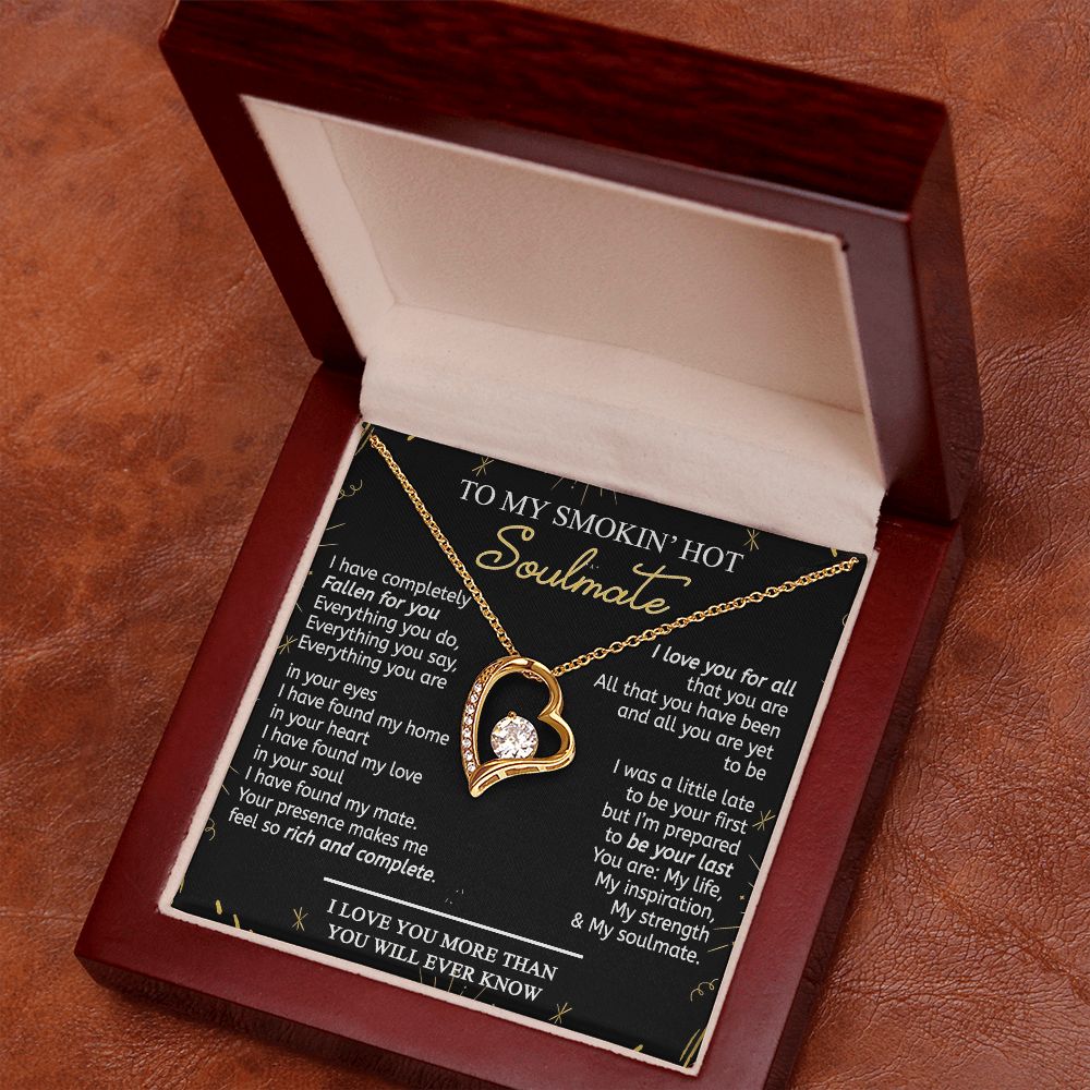 To My Smokin Hot Soulmate Necklace - Wife Gifts From Husband To My Wife Necklace, Gift for Her Romantic, Girlfriend Gifts Necklace for Wife from Men Includes Message Card and Gift Box 21 Forever Love Necklace