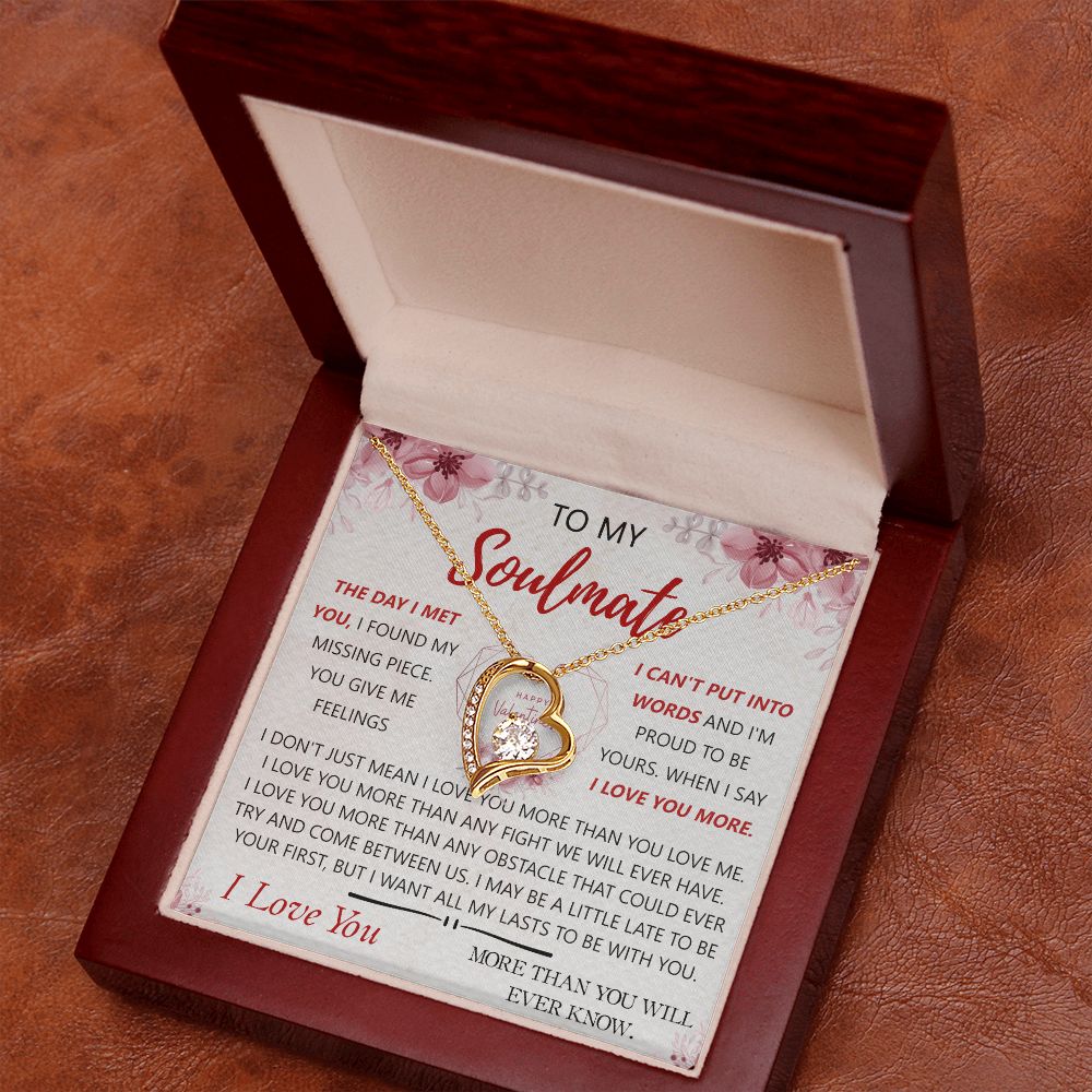To My Soulmate Necklace for Women Birthday Christmas Jewelry Gifts For My Wife with Message Card Box Personalized Gift Present Pendant for Future Wife Soulmate Girlfriend Love 23 Forever Love Necklace