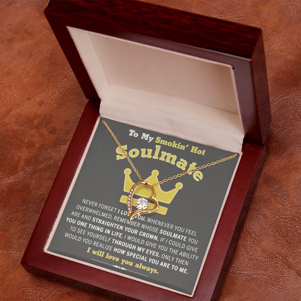 To My Soulmate Necklace for Women Birthday Valentines Day Jewelry Gifts For My Wife with Message Card Box Personalized Gift Present Pendant for Future Wife Soulmate Girlfriend Love 8 Forever Love Necklace
