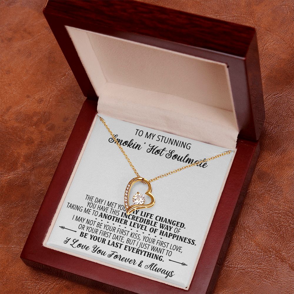 To My Smokin Hot Soulmate Necklace - Wife Gifts From Husband To My Wife Necklace, Gift for Her Romantic, Girlfriend Gifts Necklace for Wife from Men Includes Message Card and Gift Box 1 Forever Love Necklace