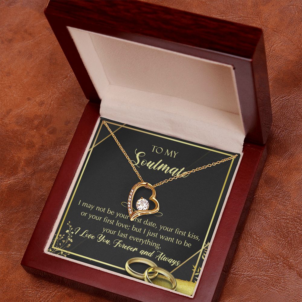 To My Soulmate Necklace for Women Birthday Christmas Jewelry Gifts For My Wife with Message Card Box Personalized Gift Present Pendant for Future Wife Soulmate Girlfriend Love 28 Forever Love Necklace