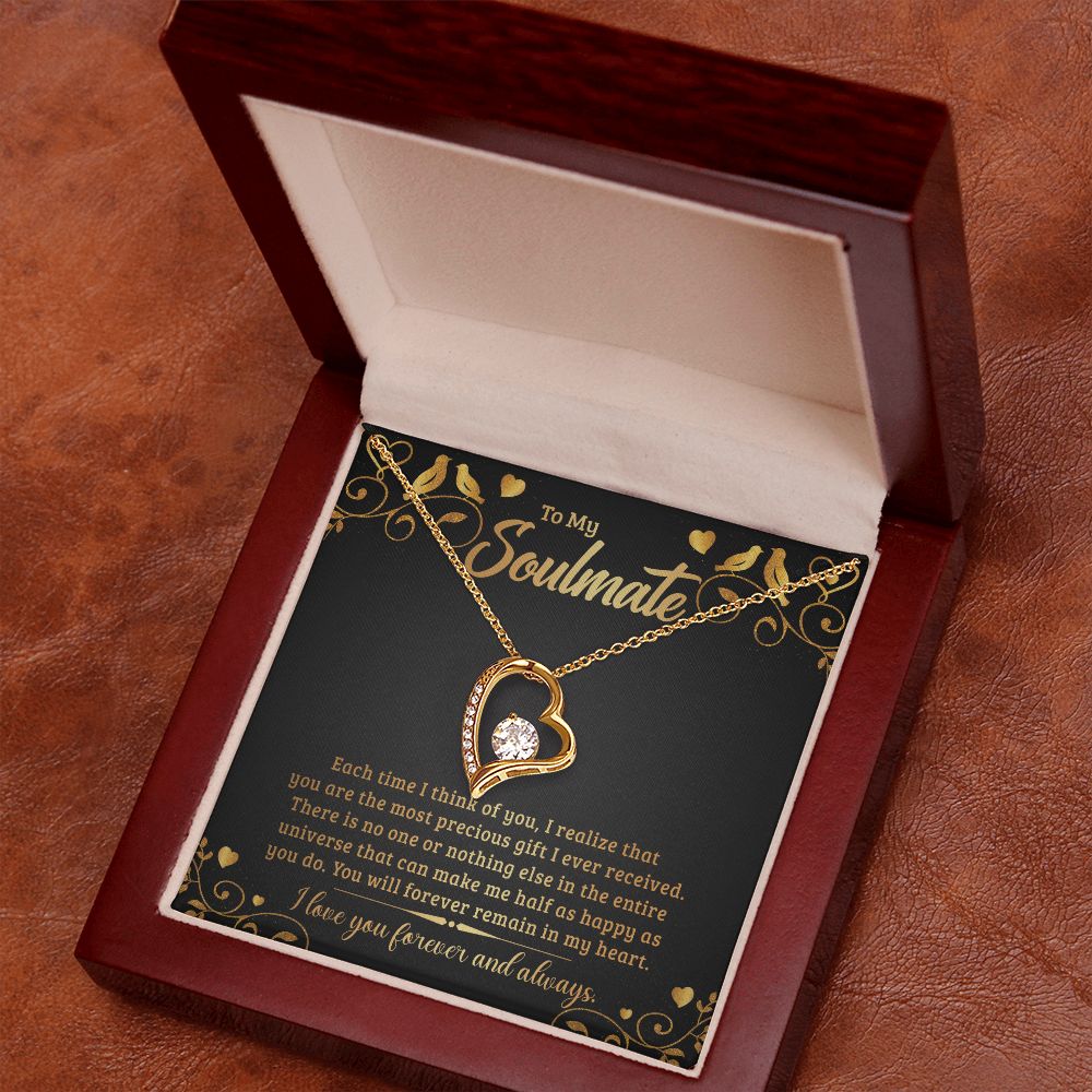 To My Soulmate Necklace for Women Birthday Christmas Jewelry Gifts For My Wife with Message Card Box Personalized Gift Present Pendant for Future Wife Soulmate Girlfriend Love 19 Forever Love Necklace