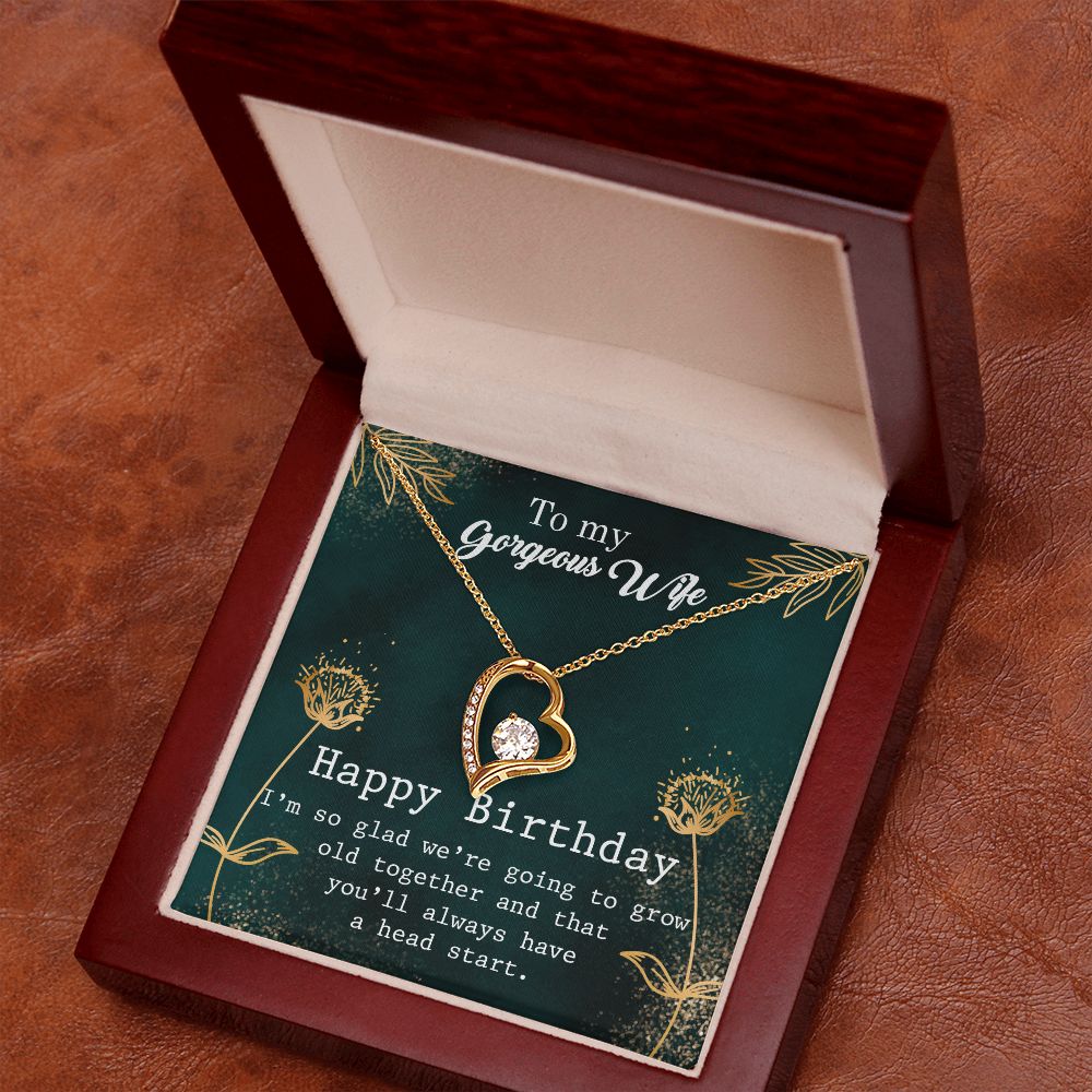 To My Gorgeous Wife Necklace Pendant Gift From Husbnd Habby Birthday A Head Start With Message Card and Gift Box. Valentine's Day Gift For Wife Future Wife Forever Love Necklace
