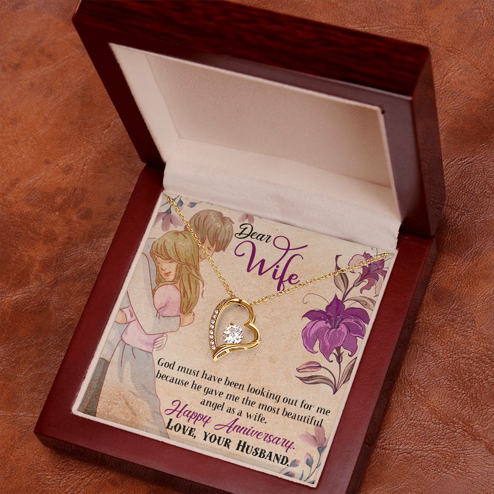 To My Wife Necklace, Wedding Anniversary Jewelry For Women, Necklace For Wife from Husband, Gift For Wife Birthday Gifts From Husband Necklace, Jewelry With Message Card In A Gift Box7 Forever Love Necklace