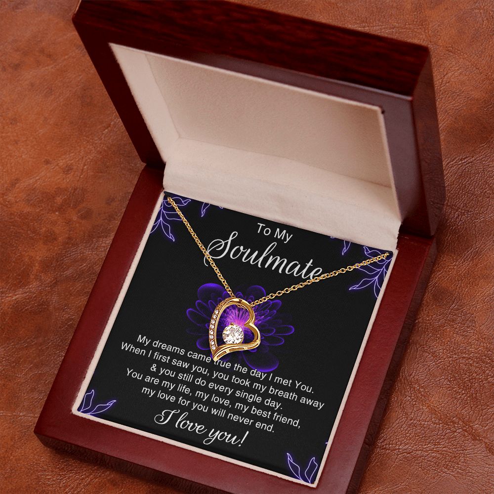 To My Soulmate Necklace for Women Birthday Christmas Jewelry Gifts For My Wife with Message Card Box Personalized Gift Present Pendant for Future Wife Soulmate Girlfriend Love 7 Forever Love Necklace