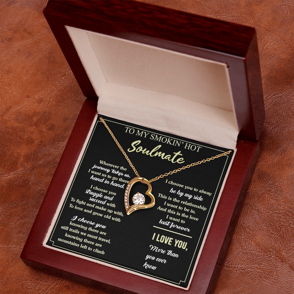 To My Soulmate Necklace for Women Birthday Valentines Day Jewelry Gifts For My Wife with Message Card Box Personalized Gift Present Pendant for Future Wife Soulmate Girlfriend Love 7 Forever Love Necklace