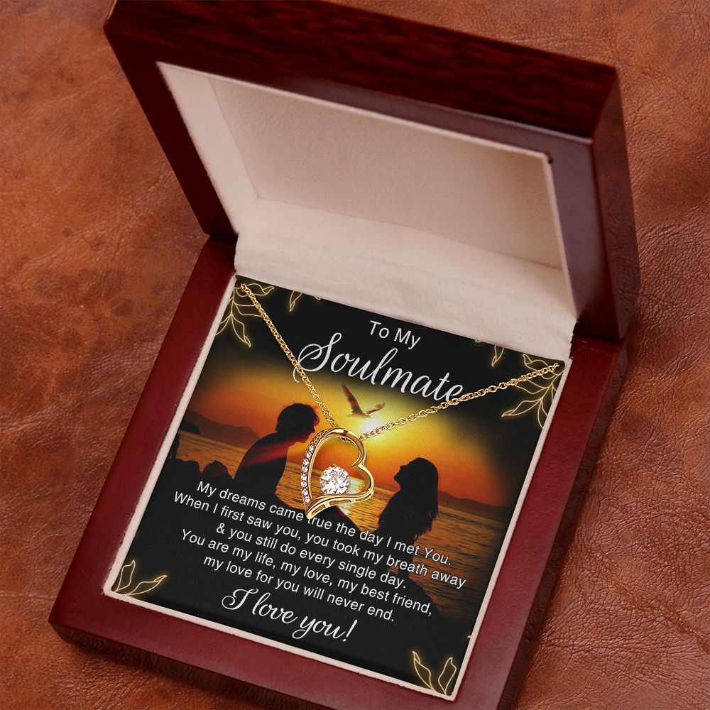 To My Soulmate Necklace for Women Birthday Christmas Jewelry Gifts For My Wife with Message Card Box Personalized Gift Present Pendant for Future Wife Soulmate Girlfriend Love 6 Forever Love Necklace