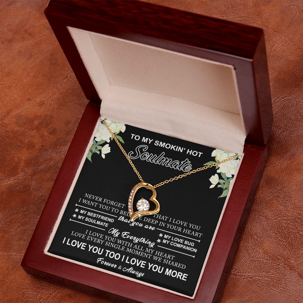 To My Smokin Hot Soulmate Necklace - Wife Gifts From Husband To My Wife Necklace, Gift for Her Romantic, Girlfriend Gifts Necklace for Wife from Men Includes Message Card and Gift Box 8 Forever Love Necklace