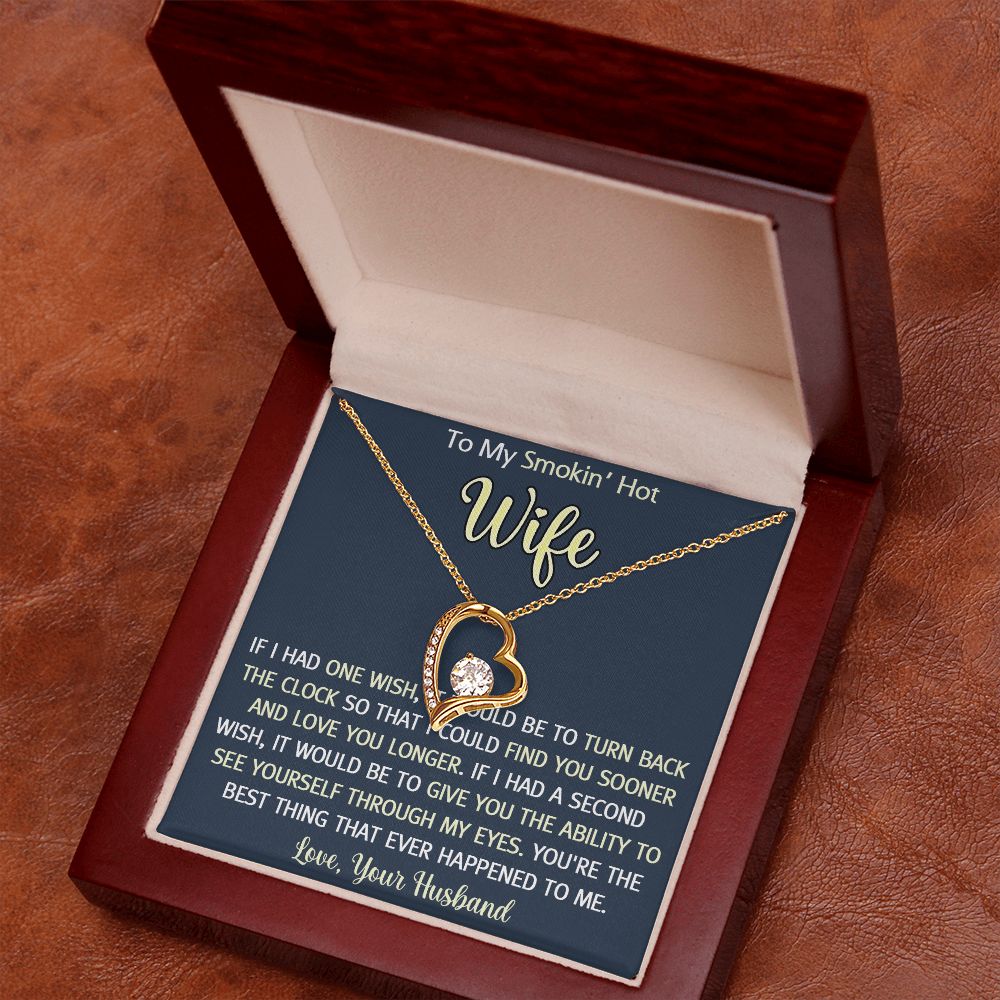 To My Smokin Hot Wife Necklace, Wedding Anniversary Jewelry For Women, Necklace For Wife from Husband, Gifts For Wife Birthday Gifts Necklace, Jewelry With Message Card In A Gift Box3 Forever Love Necklace