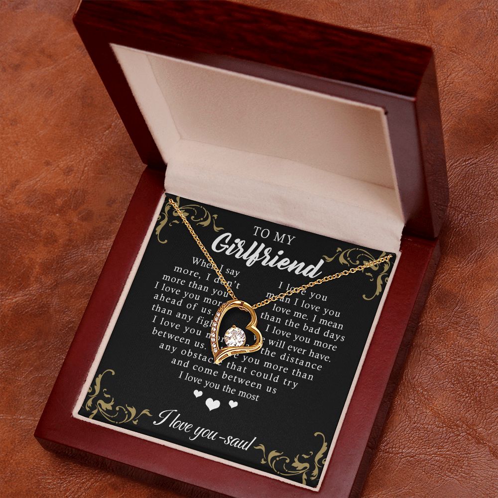 To My Girlfriend Necklace from Boyfriend, Personalized Necklace for Women, Luxury Necklace for Girlfriend, Wedding Anniversary Present For Her, Girlfriend Gift Jewelry Christmas Birthday Gift Forever Love Necklace