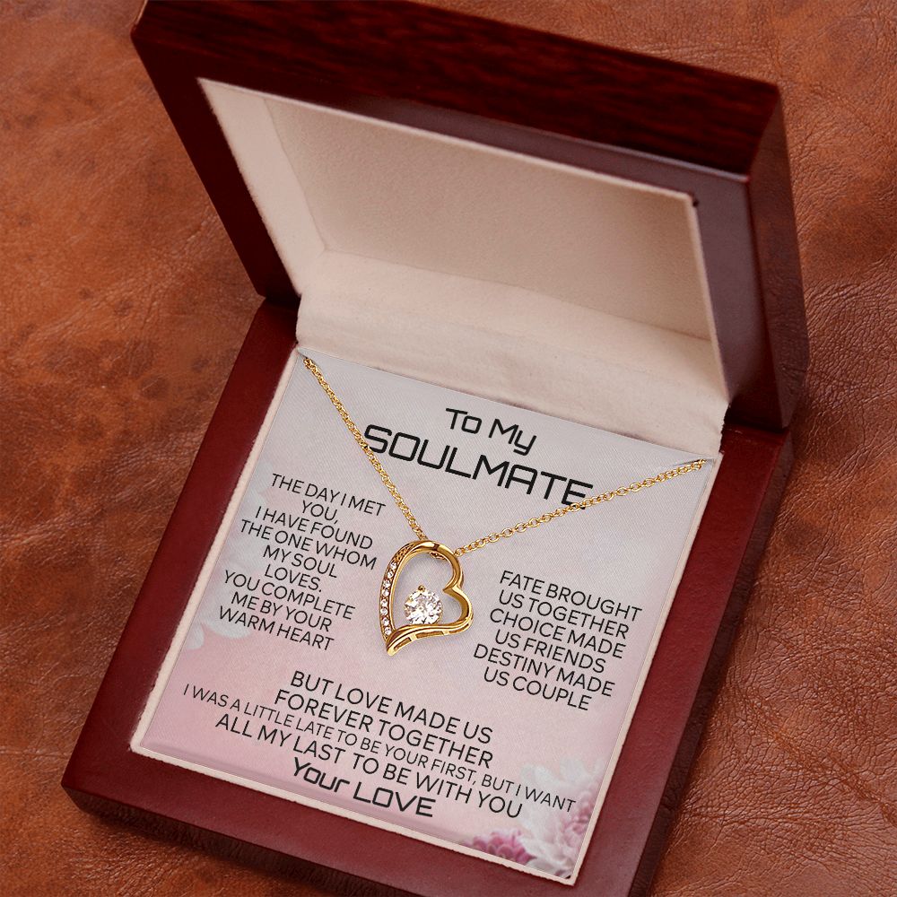 To My Soulmate Necklace for Women Birthday Christmas Jewelry Gifts For My Wife with Message Card Box Personalized Gift Present Pendant for Future Wife Soulmate Girlfriend Love 2 Forever Love Necklace