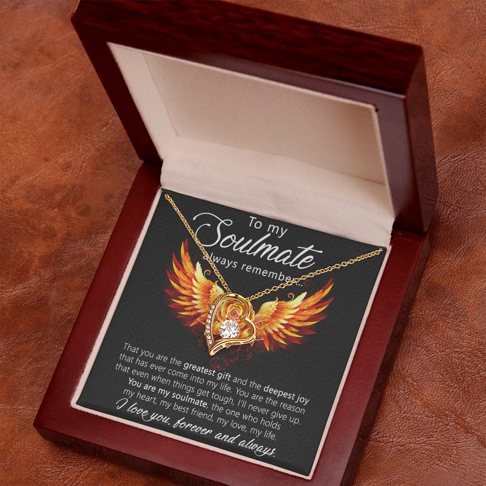 To My Soulmate Necklace for Women Birthday Christmas Jewelry Gifts For My Wife with Message Card Box Personalized Gift Present Pendant for Future Wife Soulmate Girlfriend Love 22 Forever Love Necklace