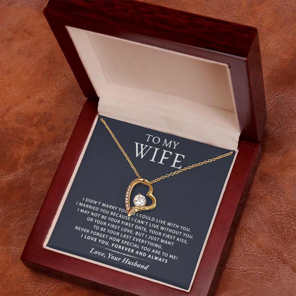 To My Wife Necklace from Husband, Personalized Necklace for Women, Luxury Necklace for Wife from Man Men, Wedding Anniversary Present For Wife, Beautiful Wife Jewelry Christmas Birthday Gift For Wife16 Forever Love Necklace