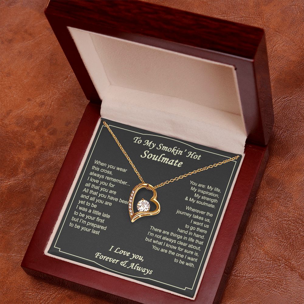 To My Smokin Hot Soulmate Necklace - Wife Gifts From Husband To My Wife Necklace, Gift for Her Romantic, Girlfriend Gifts Necklace for Wife from Men Includes Message Card and Gift Box 4 Forever Love Necklace