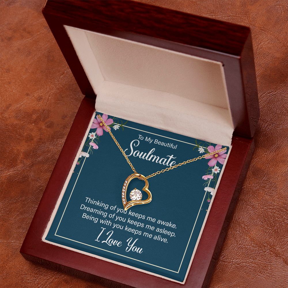 To My Soulmate Necklace for Women Birthday Christmas Jewelry Gifts For My Wife with Message Card Box Personalized Gift Present Pendant for Future Wife Soulmate Girlfriend Love 13 Forever Love Necklace