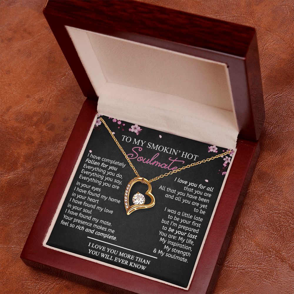 To My Smokin Hot Soulmate Necklace - Wife Gifts From Husband To My Wife Necklace, Gift for Her Romantic, Girlfriend Gifts Necklace for Wife from Men Includes Message Card and Gift Box 12 Forever Love Necklace