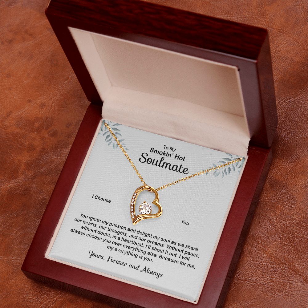 To My Soulmate Necklace for Women Birthday Valentines Day Jewelry Gifts For My Wife with Message Card Box Personalized Gift Present Pendant for Future Wife Soulmate Girlfriend Love 4 Forever Love Necklace