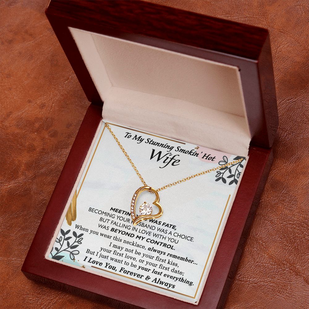 To My Smokin Hot Wife Necklace, Wedding Anniversary Jewelry For Women, Necklace For Wife from Husband, Gifts For Wife Birthday Gifts Necklace, Jewelry With Message Card In A Gift Box Forever Love Necklace