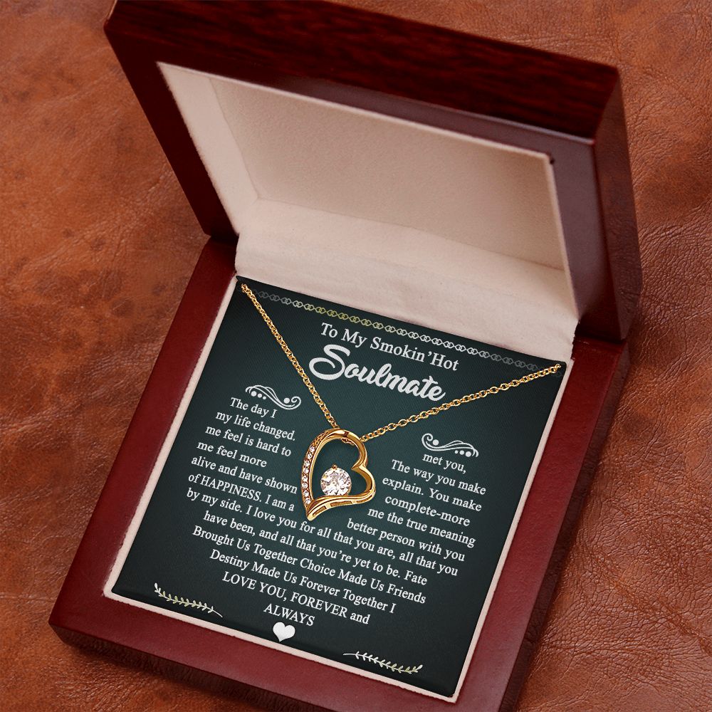 To My Smokin Hot Soulmate Necklace - Wife Gifts From Husband To My Wife Necklace, Gift for Her Romantic, Girlfriend Gifts Necklace for Wife from Men Includes Message Card and Gift Box 3 Forever Love Necklace