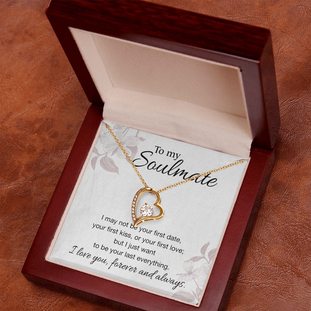 To My Soulmate Necklace for Women Birthday Valentines Day Jewelry Gifts For My Wife with Message Card Box Personalized Gift Present Pendant for Future Wife Soulmate Girlfriend Love 3 Forever Love Necklace