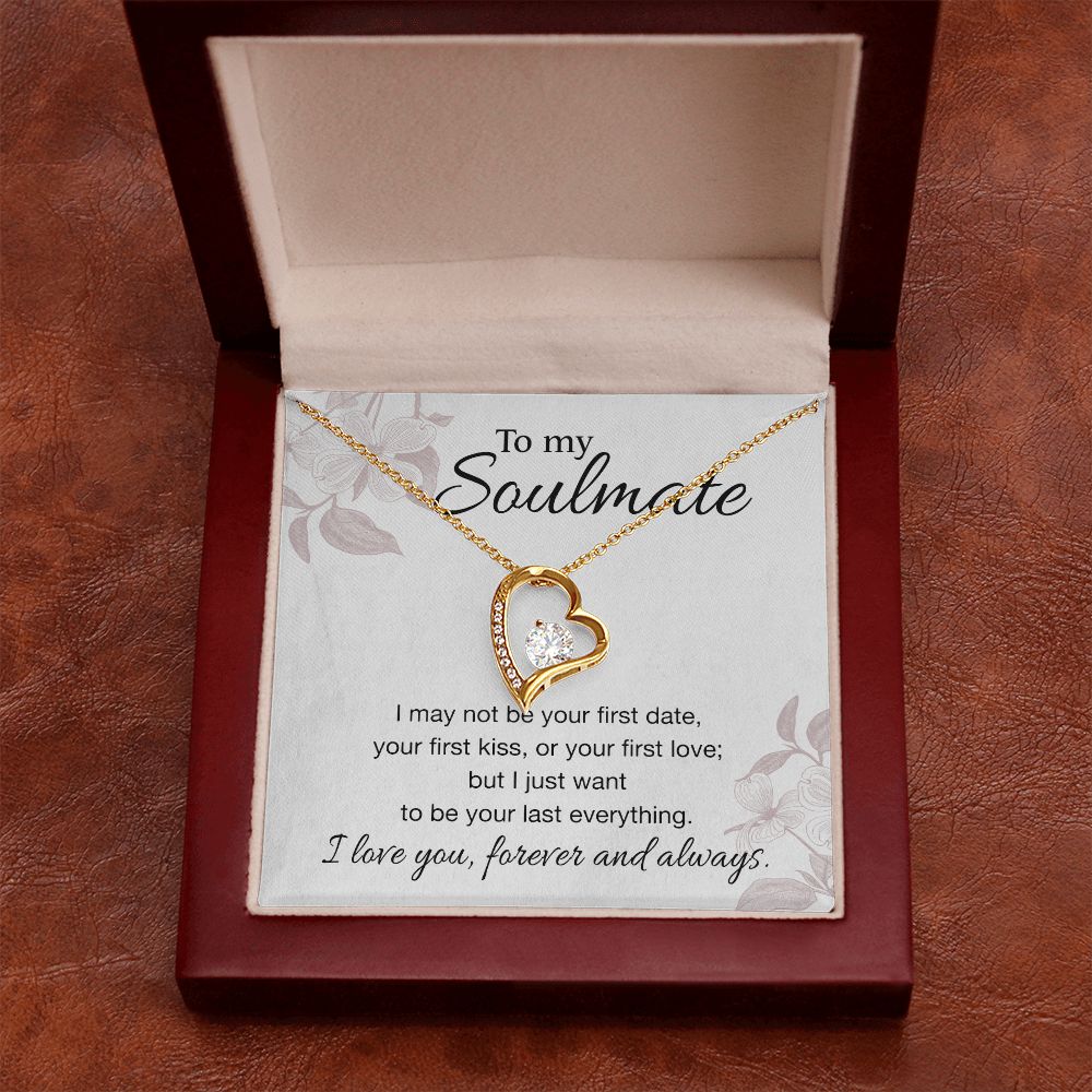 To My Soulmate Necklace for Women Birthday Valentines Day Jewelry Gifts For My Wife with Message Card Box Personalized Gift Present Pendant for Future Wife Soulmate Girlfriend Love 3 Forever Love Necklace