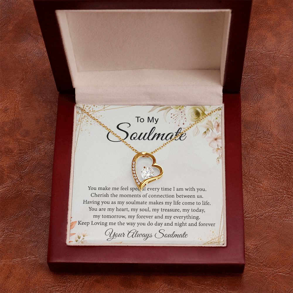 To My Soulmate Necklace for Women Birthday Christmas Jewelry Gifts For My Wife with Message Card Box Personalized Gift Present Pendant for Future Wife Soulmate Girlfriend Love 26 Forever Love Necklace