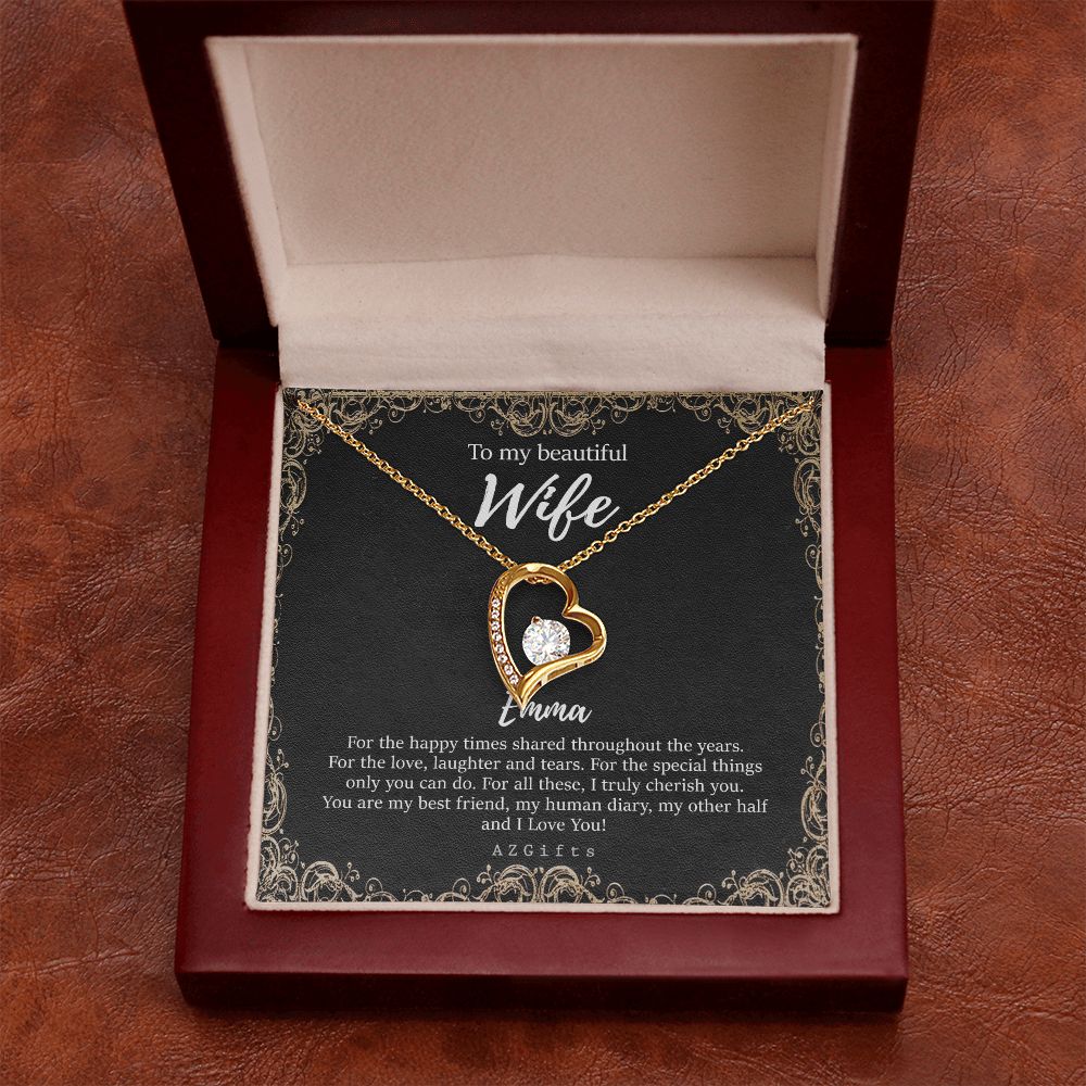 To My Wife Necklace from Husband, Personalized Necklace for Women, Luxury Necklace for Wife from Man Men, Wedding Anniversary Present For Wife, Beautiful Wife Jewelry Christmas Birthday Gifts For Wife9 Forever Love Necklace