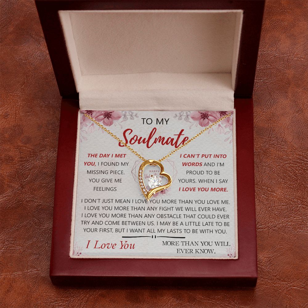 To My Soulmate Necklace for Women Birthday Christmas Jewelry Gifts For My Wife with Message Card Box Personalized Gift Present Pendant for Future Wife Soulmate Girlfriend Love 23 Forever Love Necklace