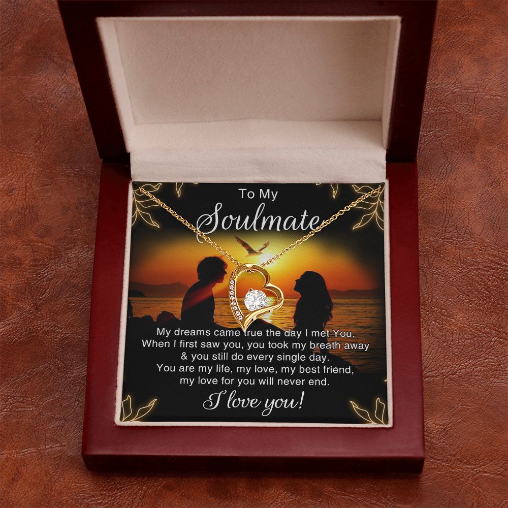 To My Soulmate Necklace for Women Birthday Christmas Jewelry Gifts For My Wife with Message Card Box Personalized Gift Present Pendant for Future Wife Soulmate Girlfriend Love 6 Forever Love Necklace