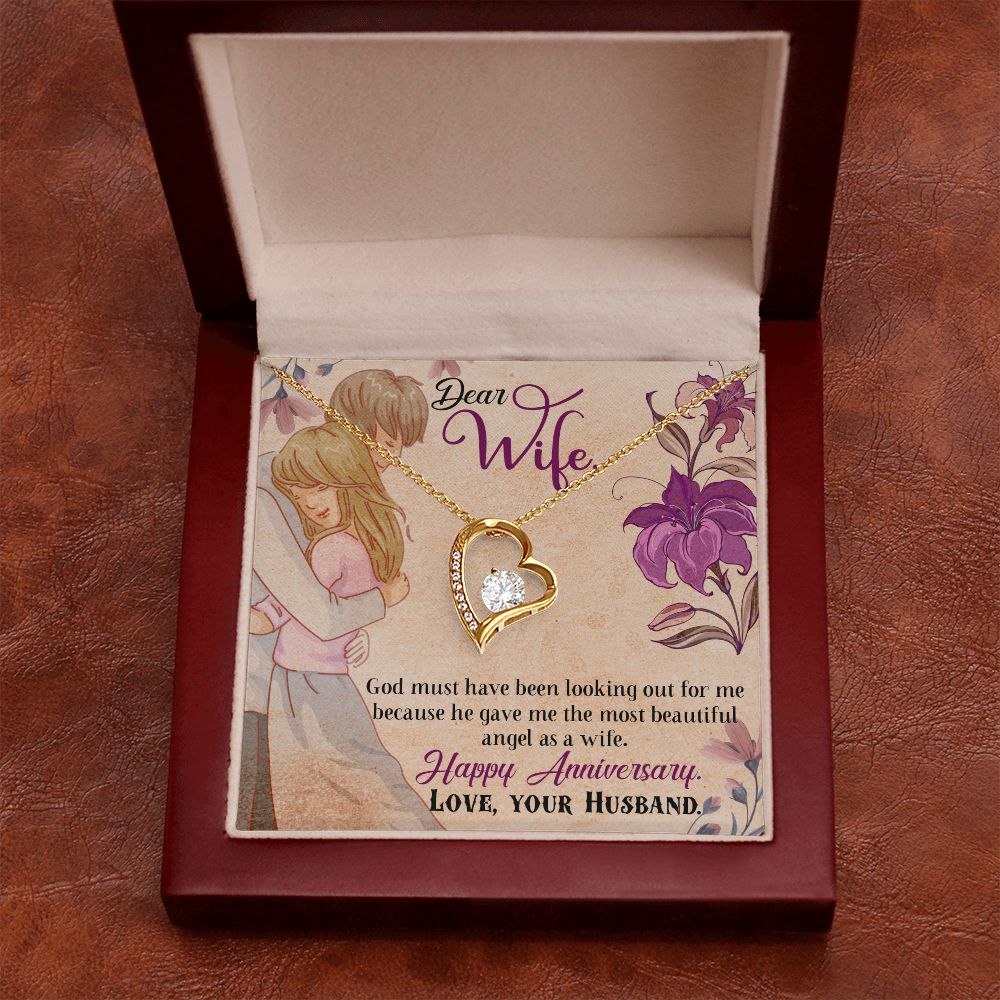 To My Wife Necklace, Wedding Anniversary Jewelry For Women, Necklace For Wife from Husband, Gift For Wife Birthday Gifts From Husband Necklace, Jewelry With Message Card In A Gift Box7 Forever Love Necklace