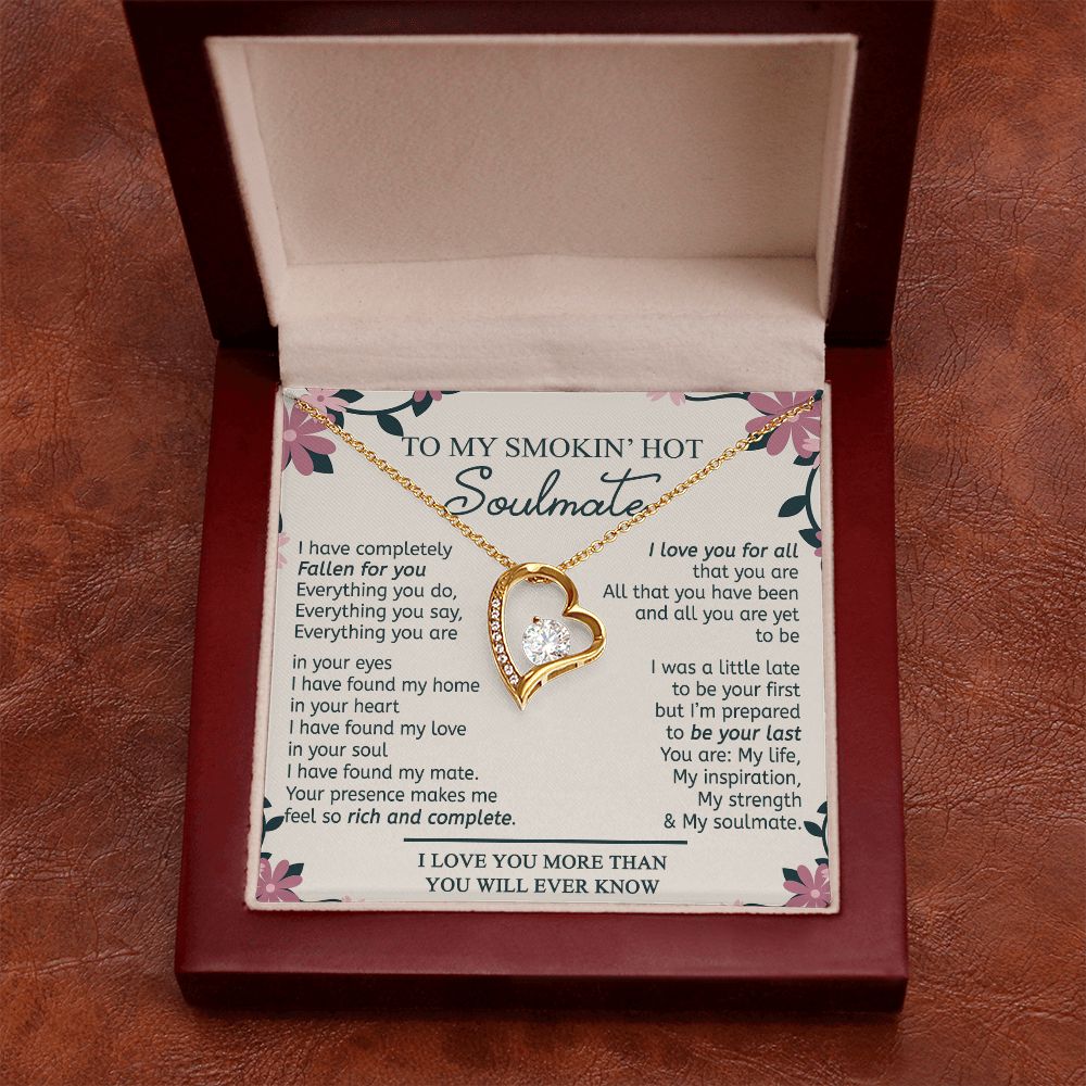 To My Smokin Hot Soulmate Necklace - Wife Gifts From Husband To My Wife Necklace, Gift for Her Romantic, Girlfriend Gifts Necklace for Wife from Men Includes Message Card and Gift Box 17 Forever Love Necklace