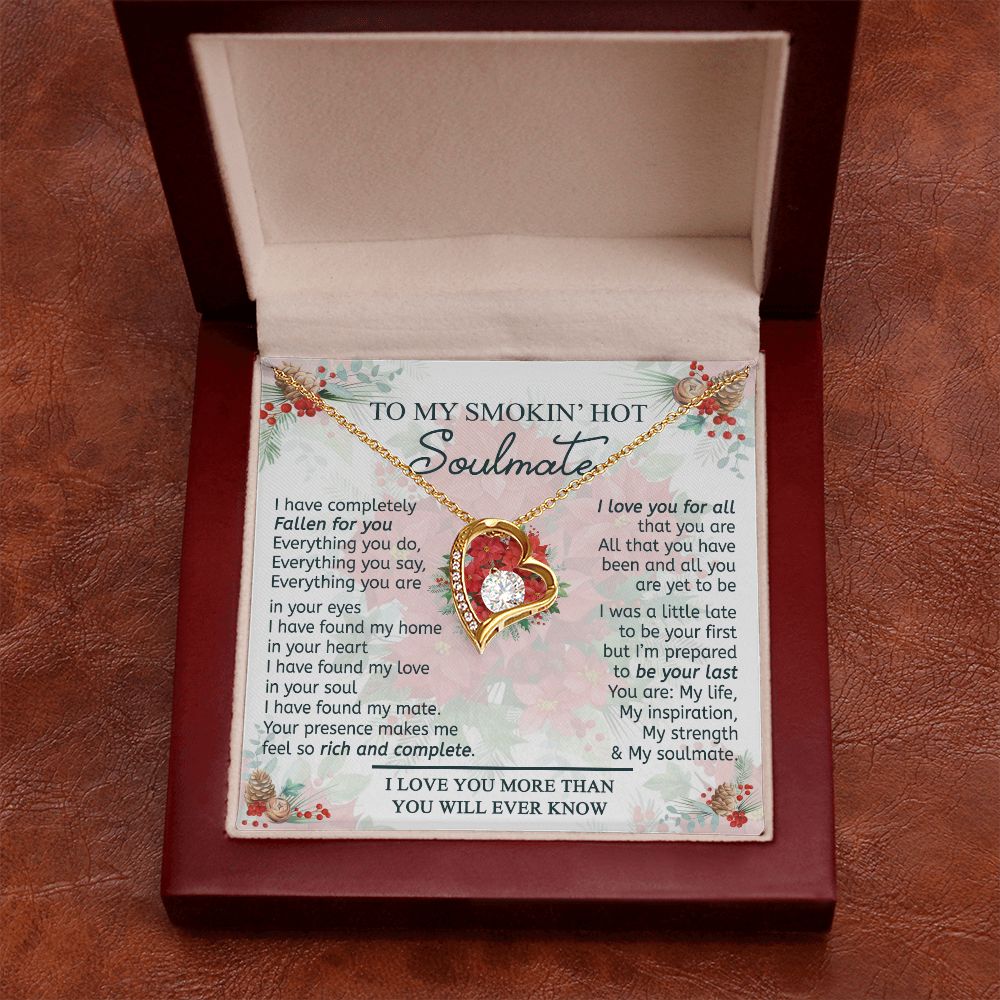 To My Smokin Hot Soulmate Necklace - Wife Gifts From Husband To My Wife Necklace, Gift for Her Romantic, Girlfriend Gifts Necklace for Wife from Men Includes Message Card and Gift Box 19 Forever Love Necklace