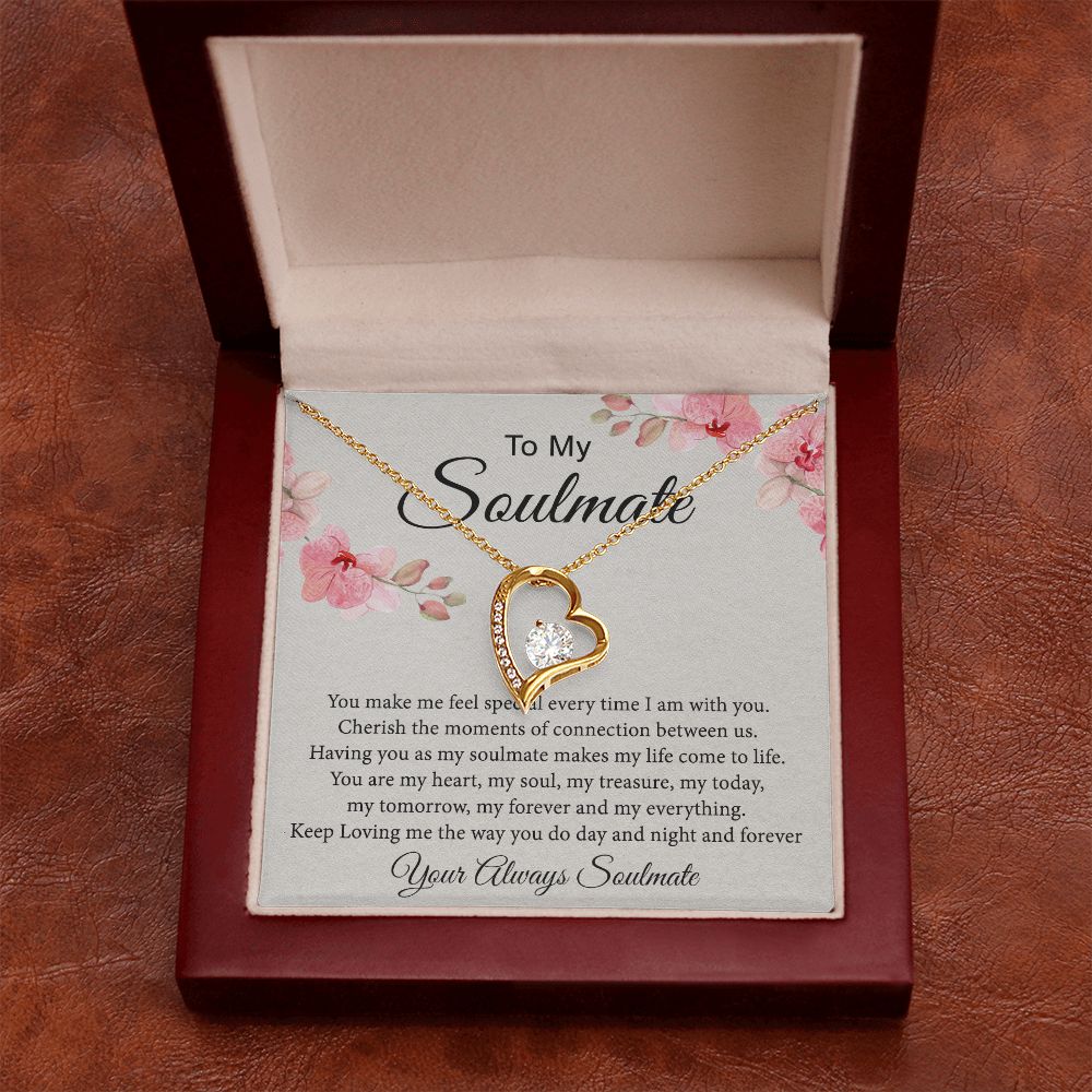 To My Soulmate Necklace for Women Birthday Christmas Jewelry Gifts For My Wife with Message Card Box Personalized Gift Present Pendant for Future Wife Soulmate Girlfriend Love 27 Forever Love Necklace