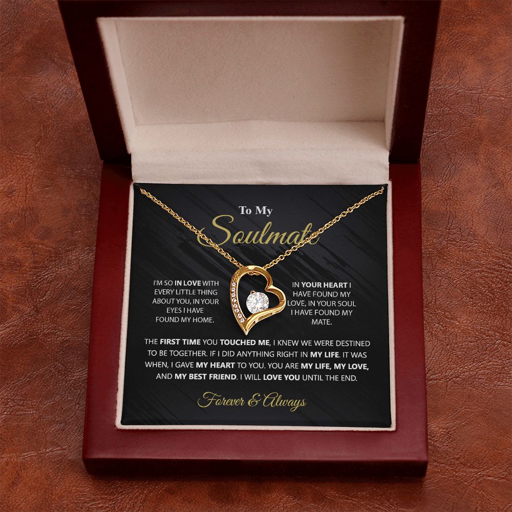 To My Soulmate Necklace for Women Birthday Christmas Jewelry Gifts For My Wife with Message Card Box Personalized Gift Present Pendant for Future Wife Soulmate Girlfriend Love 1 Forever Love Necklace