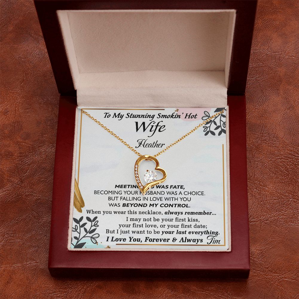 To My Wife Necklace from Husband, Personalized Necklace for Women, Luxury Necklace for Wife from Man Men, Wedding Anniversary Present For Wife, Beautiful Wife Jewelry Christmas Birthday Gift For Wife22 Forever Love Necklace