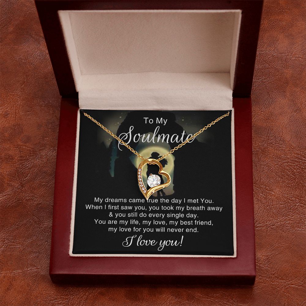 To My Soulmate Necklace for Women Birthday Christmas Jewelry Gifts For My Wife with Message Card Box Personalized Gift Present Pendant for Future Wife Soulmate Girlfriend Love 3 Forever Love Necklace