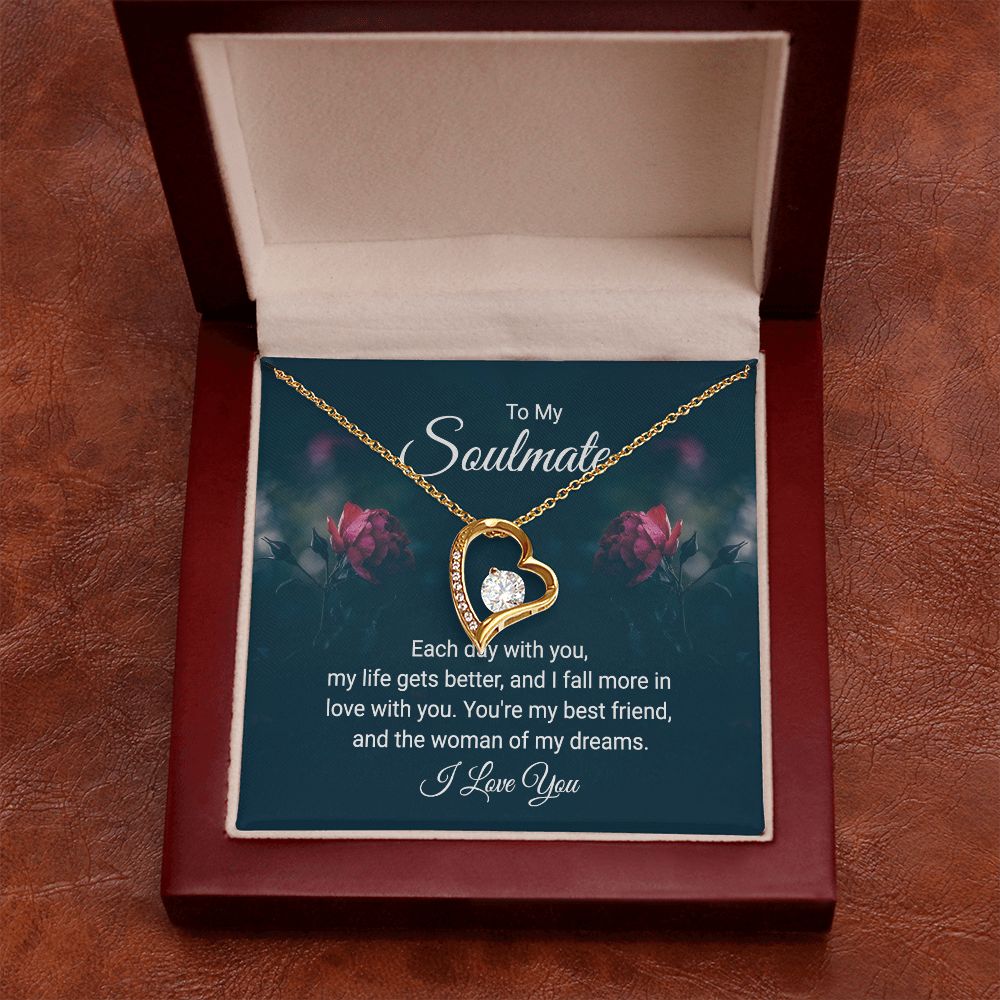 To My Soulmate Necklace for Women Birthday Christmas Jewelry Gifts For My Wife with Message Card Box Personalized Gift Present Pendant for Future Wife Soulmate Girlfriend Love 20 Forever Love Necklace