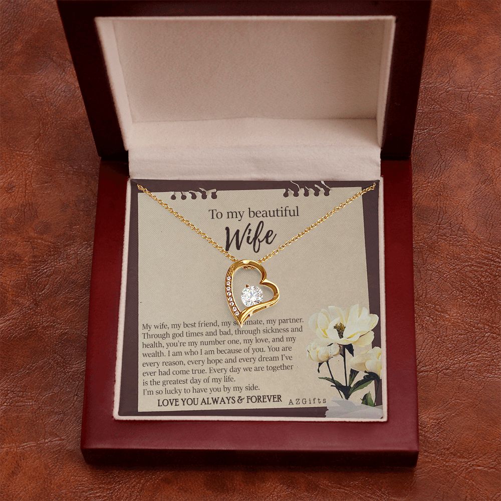 To My Wife Necklace from Husband, Personalized Necklace for Women, Luxury Necklace for Wife from Man Men, Wedding Anniversary Present For Wife, Beautiful Wife Jewelry Christmas Birthday Gifts For Wife7 Forever Love Necklace