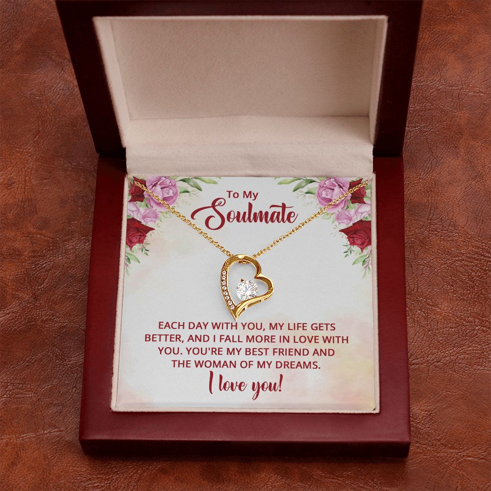 To My Soulmate Necklace for Women Birthday Christmas Jewelry Gifts For My Wife with Message Card Box Personalized Gift Present Pendant for Future Wife Soulmate Girlfriend Love 11 Forever Love Necklace