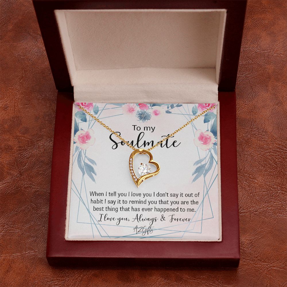 To My Soulmate Necklace for Women Birthday Christmas Jewelry Gifts For My Wife with Message Card Box Personalized Gift Present Pendant for Future Wife Soulmate Girlfriend Love Forever Love Necklace