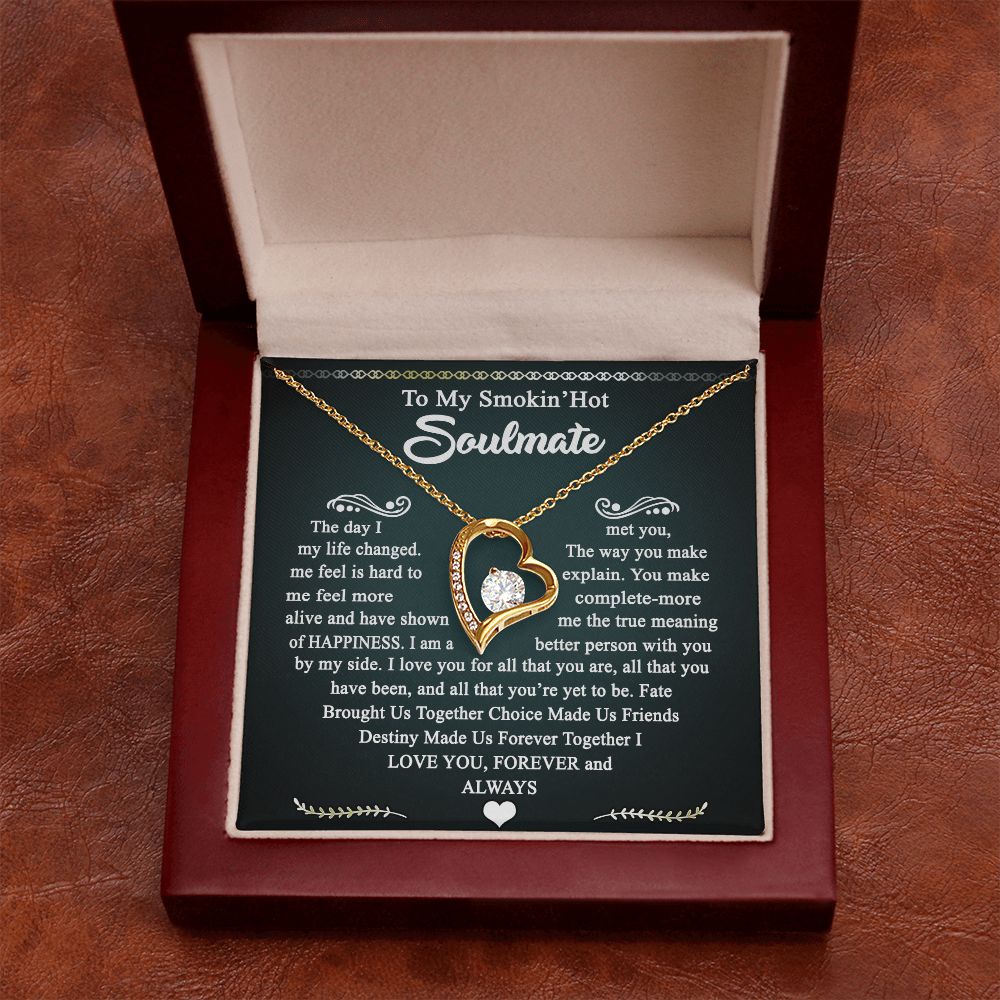 To My Smokin Hot Soulmate Necklace - Wife Gifts From Husband To My Wife Necklace, Gift for Her Romantic, Girlfriend Gifts Necklace for Wife from Men Includes Message Card and Gift Box 3 Forever Love Necklace
